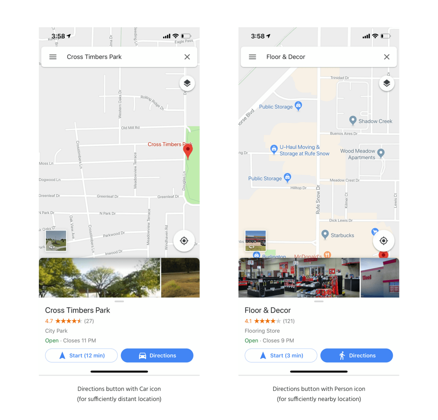 Directions Button in Google Maps